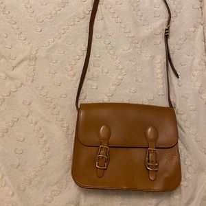 Ralph Lauren camel leather satchel crossbody bag